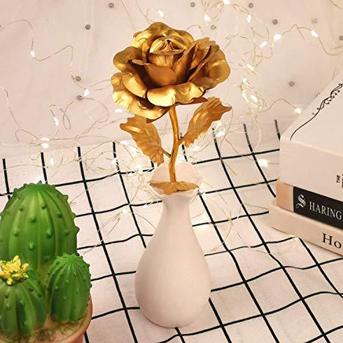 24K Artificial Rose Gold Flower Gift for Girlfriend Wife Mom
